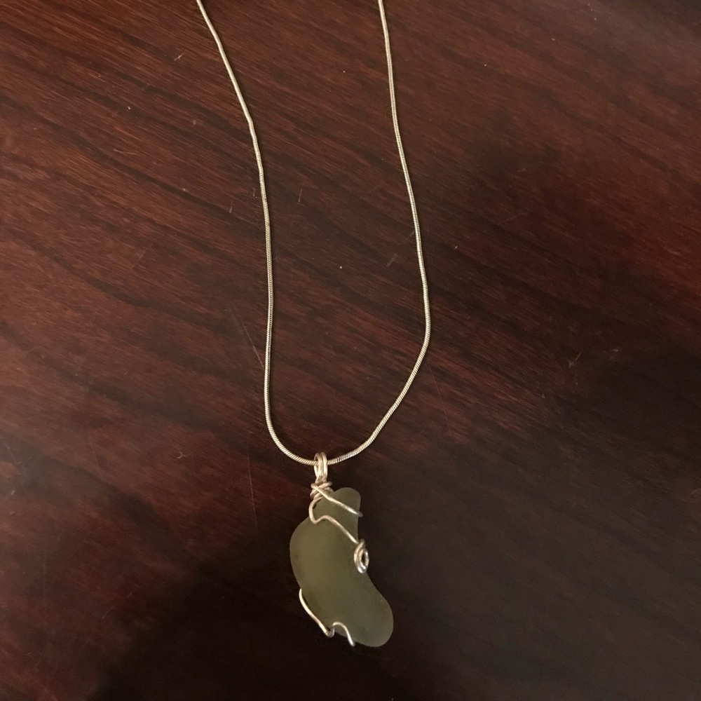 Green sea glass necklace